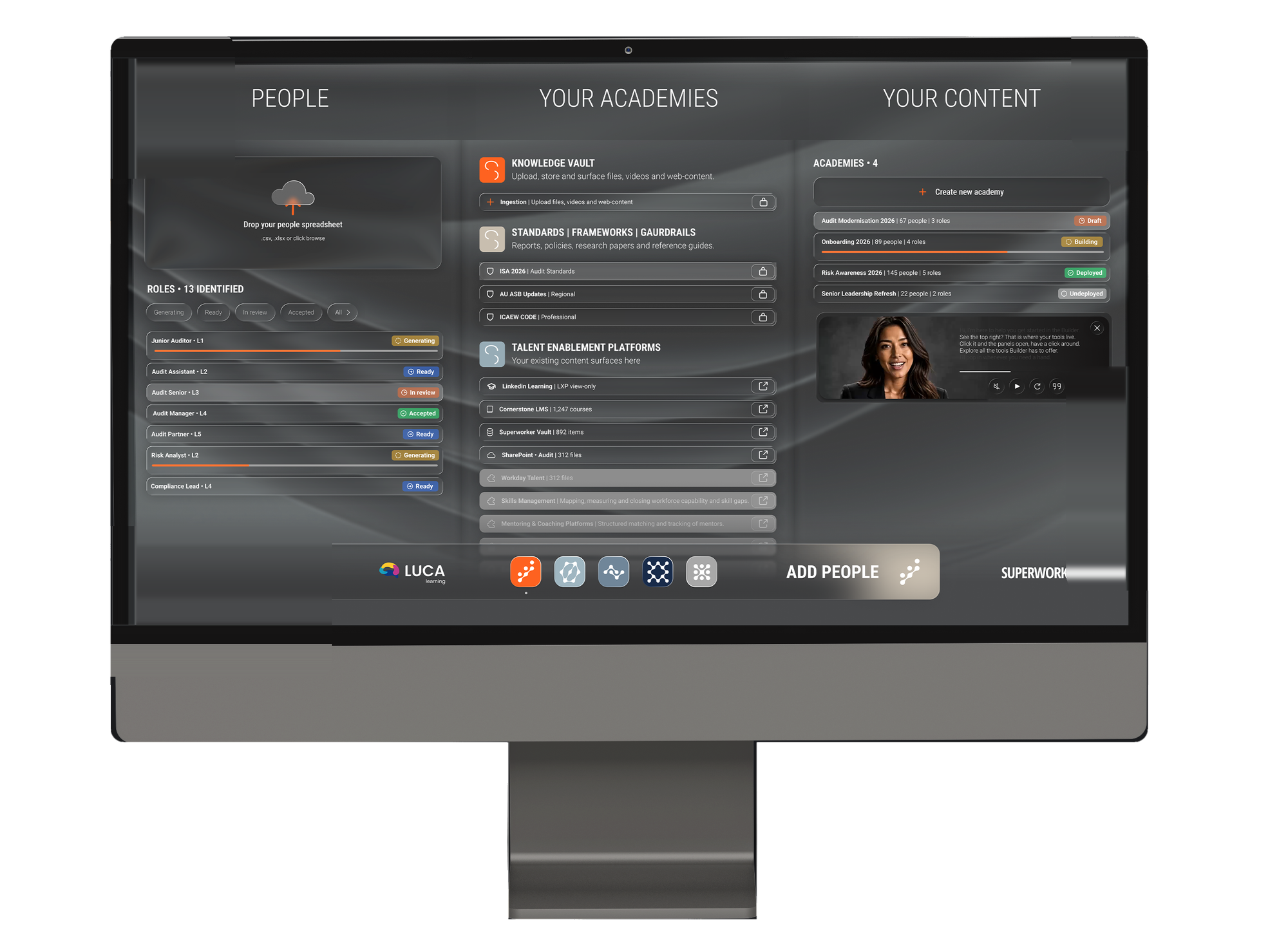 The Builder on a desktop: people, academies and your content in one view